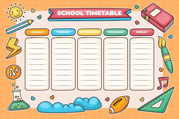 Vector back to school timetable