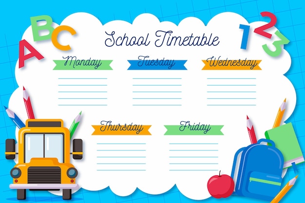 Back to school timetable