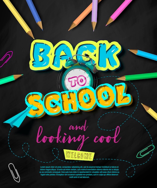 Back to school. tipographic banner. bright flyer. vector illustration