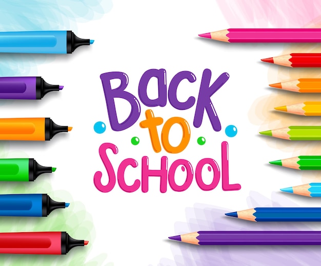 Back to School Title Words Written in a White Drawing Paper with Sets of Colorful Crayons