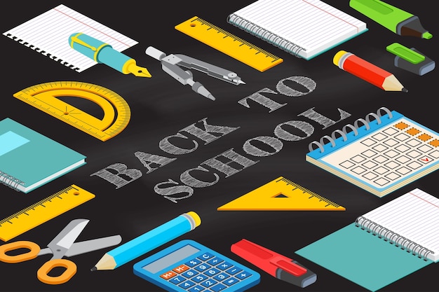 Vector back to school typographical background on chalkboard