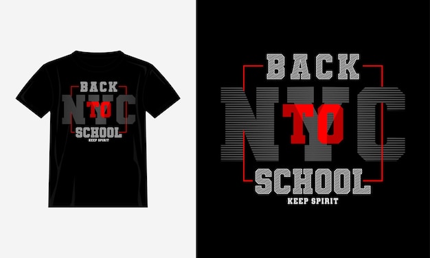 Torna a scuola tipografia tshirt design premium vector