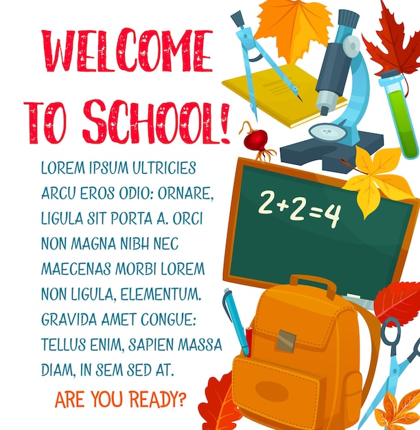 Vector back to school vector autumn education poster