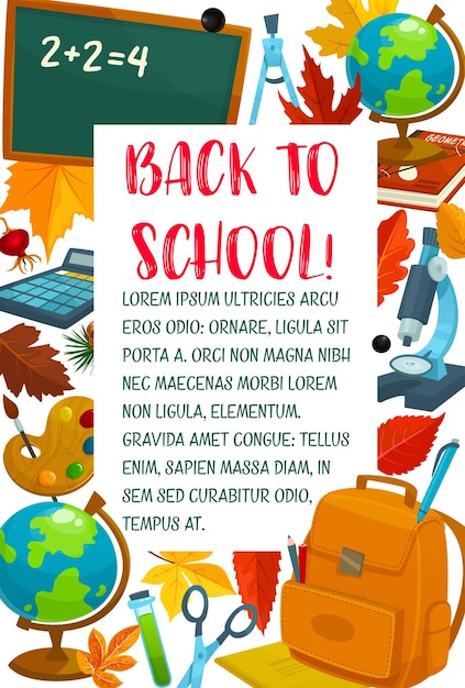 Vector back to school vector autumn education poster