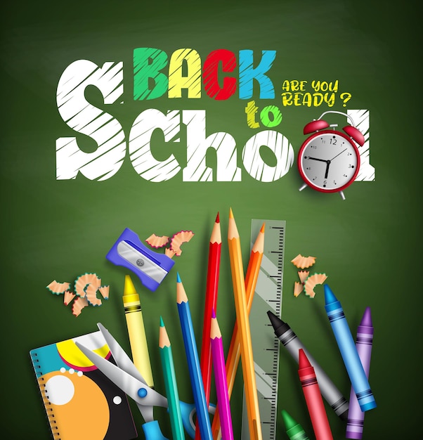 Back to school vector banner background back to school text in chalkboard background