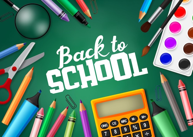 Back to school vector banner design Back to school typography in chalkboard