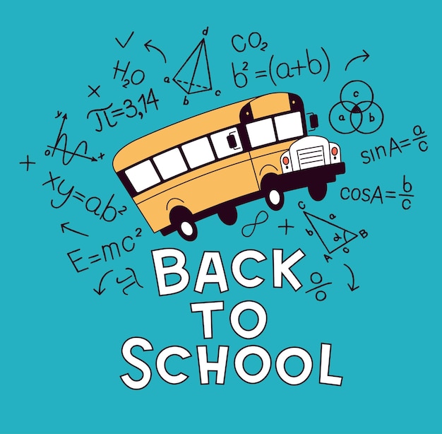 Back to school vector banner design Set education items in a background