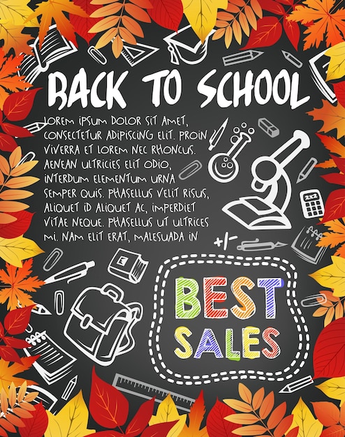 Back to school vector blackboard poster