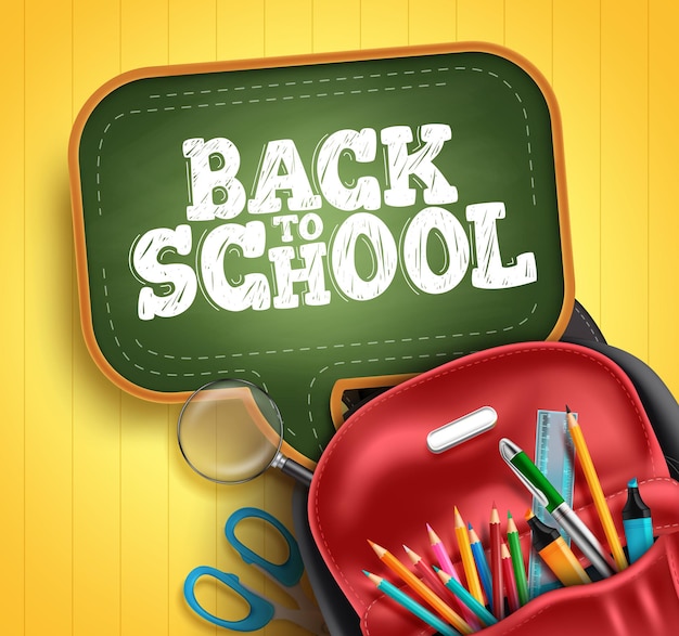 Back to school vector concept design Back to school text in speech bubble with educational elements