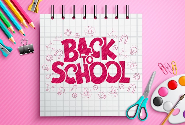 Back to school vector concept design Back to school typography text in notepad paper decoration