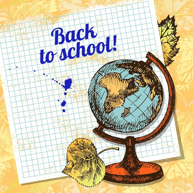 Back to school vector design. hand drawn vintage  background