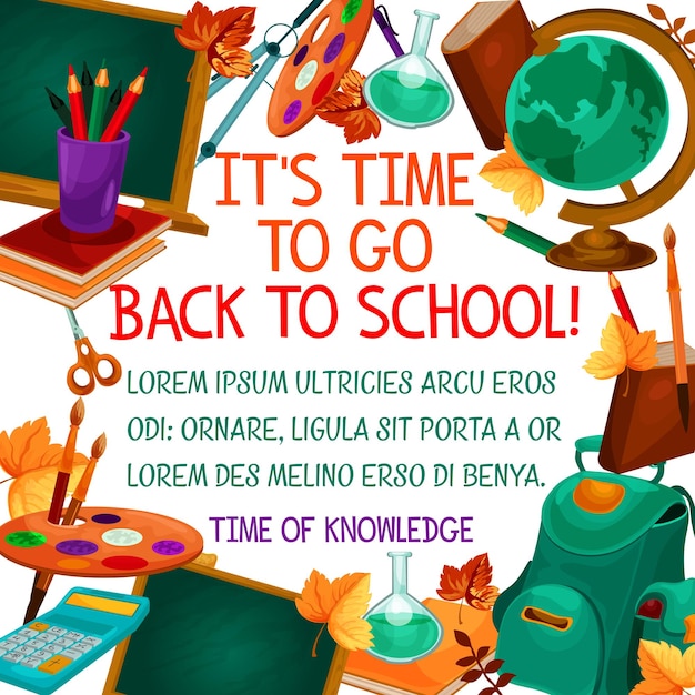 Vector back to school vector education time poster