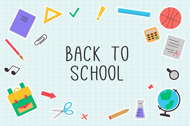 Back to school vector illustration, concept of school background, horizontal banner, poster