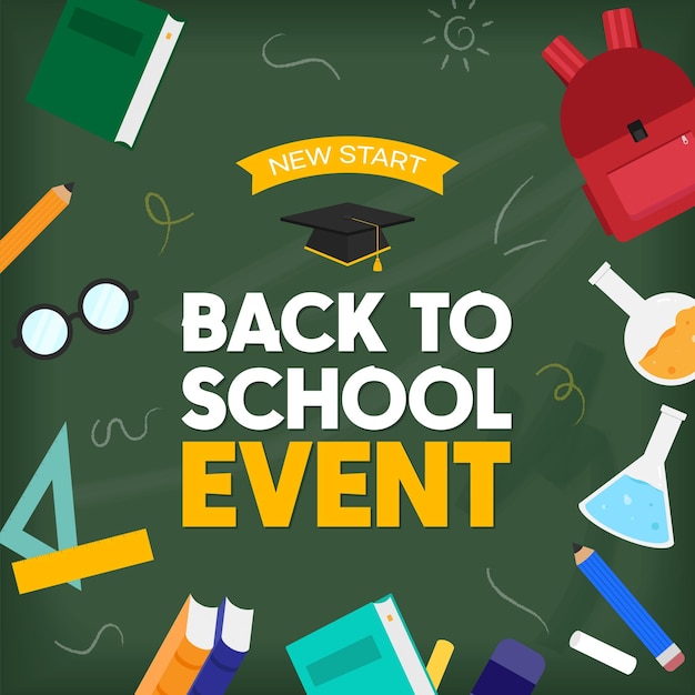 Back to school vector illustration in flat design style