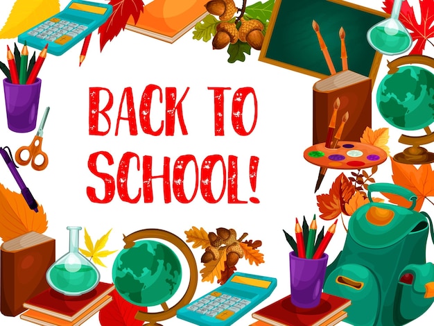 Back to school vector lesson stationery poster