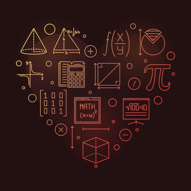 Vector back to school vector line heart shaped colored banner science concept illustration