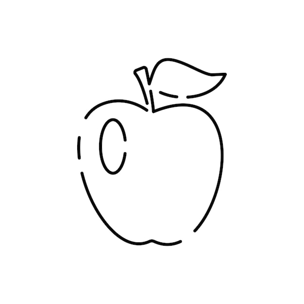 Back to school vector line icon study education biology clock chemistry and more food and apple