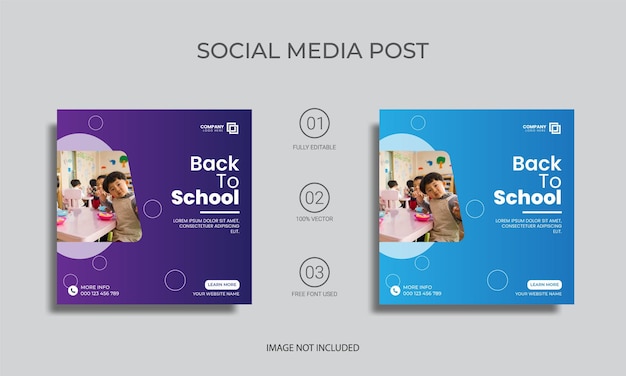 back to school vector school admission social media post design