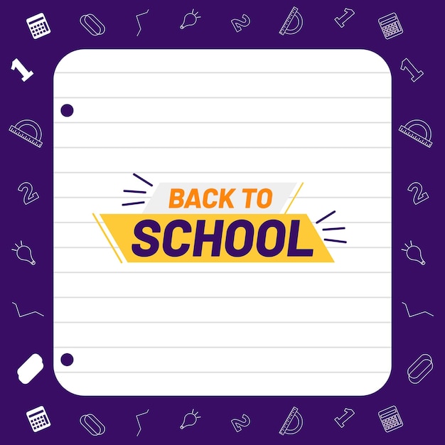 Vector back to school vector social media card post banner background