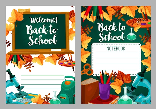 Back to school vector stationery copybook cover