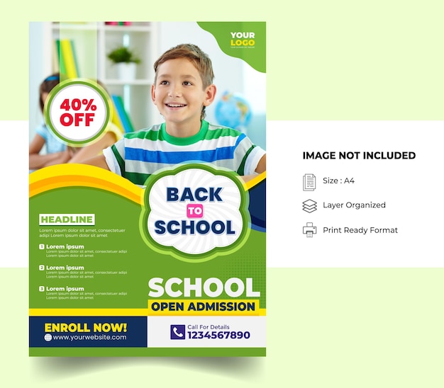 Back to school vertical flyer template