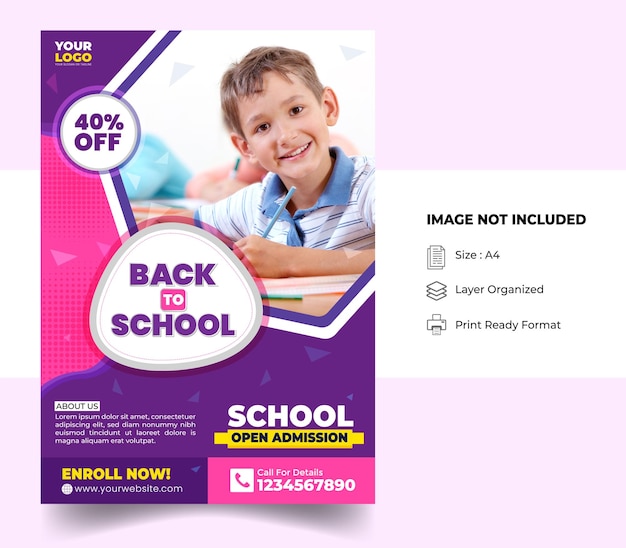 Back to school vertical flyer template