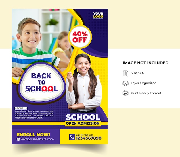 Back to school vertical flyer template