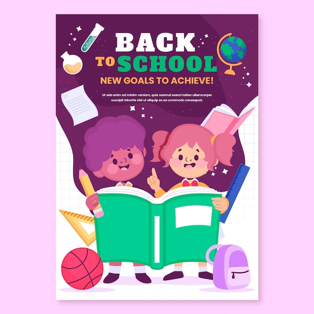 Back to school vertical poster template