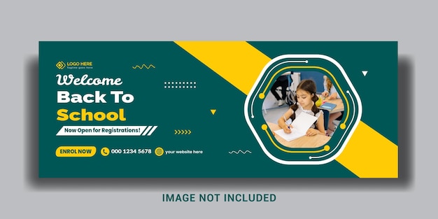 Back to school web banner cover design, back to school education social media cover template.