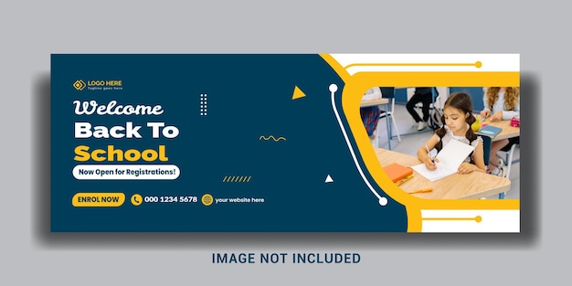 Back to school web banner cover design, back to school education social media cover template.