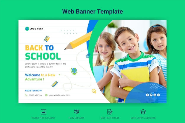 Back to school web banner template