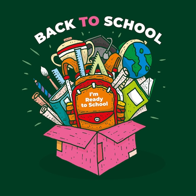 Back to school with the box and stationary