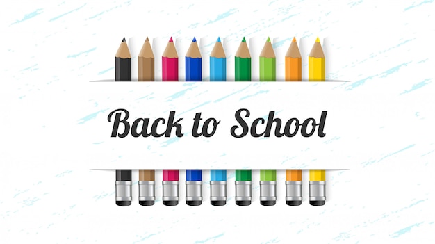 Back to school with colorful pencil items