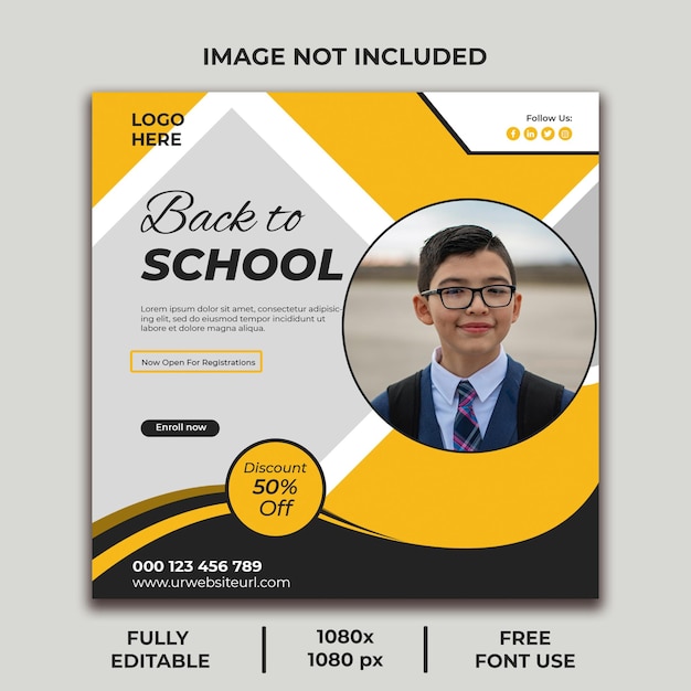 Vector back to school with discount offer social media post template 
back to school social media  design