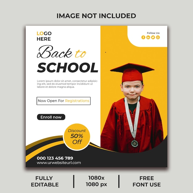 Vector back to school with discount offer social media post template 
back to school social media  design