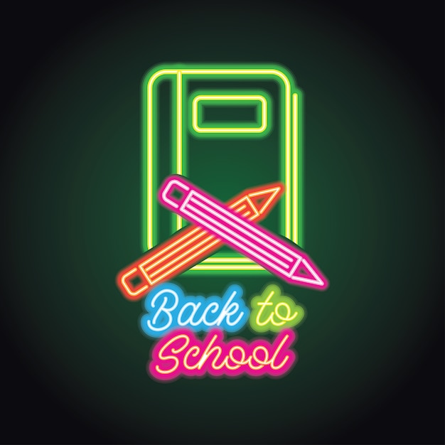 Back to school with neon light effect