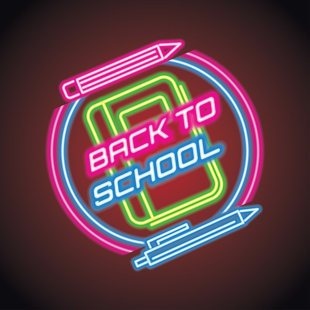 Back to school with neon light effect