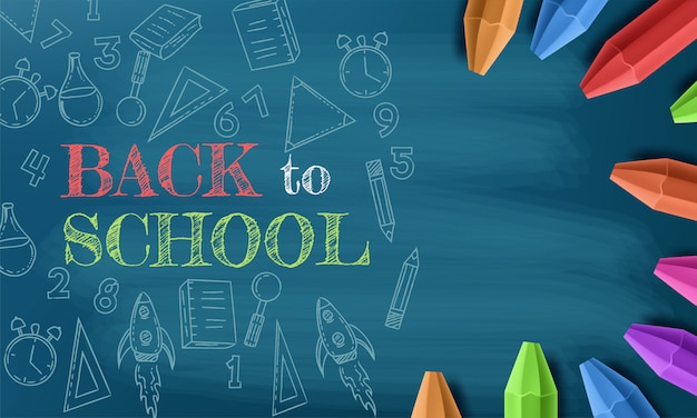 Back to school with school items and elements. background and poster for back to school