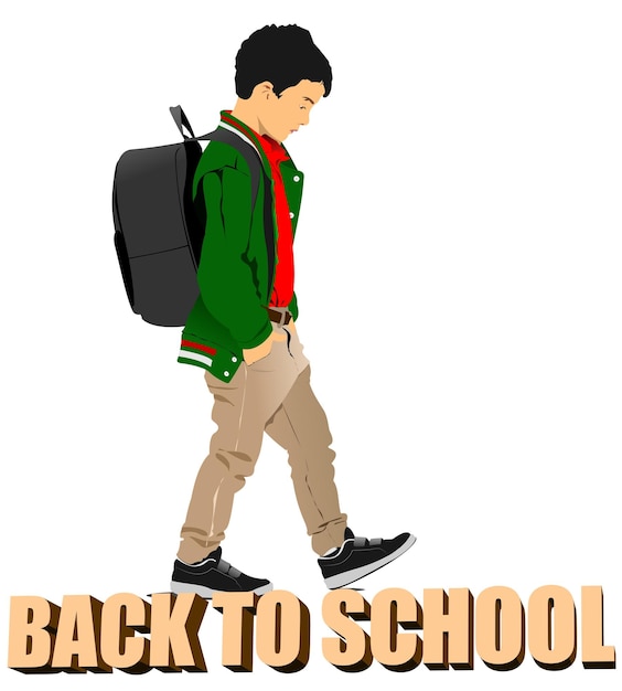 Vector back to school with schoolboy image