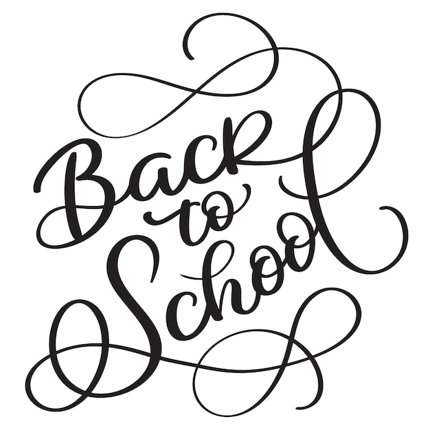 Back to School words on white background Hand drawn Calligraphy lettering Vector illustration EPS10