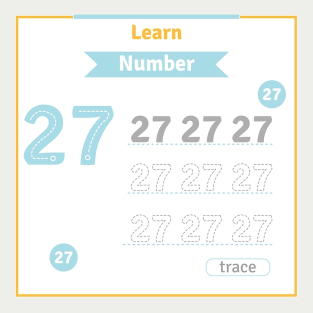 番号トレース ベクトル就学前の図番号学習を持つ子供のための学校のワークシートに戻る