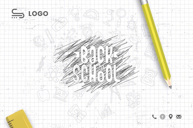 Vector back to school written on a sheet of grid notebook paper