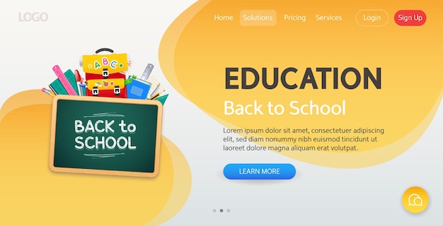 Back to School Yellow Website Template
