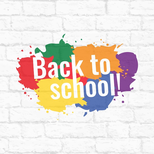 学校に戻る色とりどりのしみと碑文「学校に戻る」のバナー