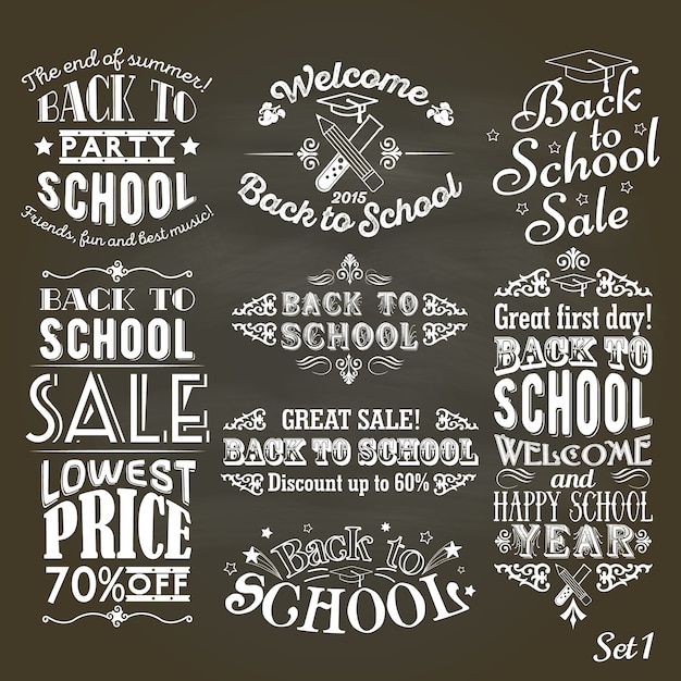 Back to schoolvintage labels on blackboard