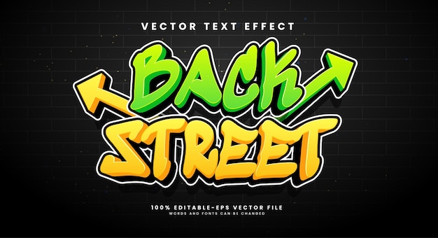 Vector back street bewerkbare tekst stijl effect vector tekst effect met een strip cartoon thema en graffiti tekst.