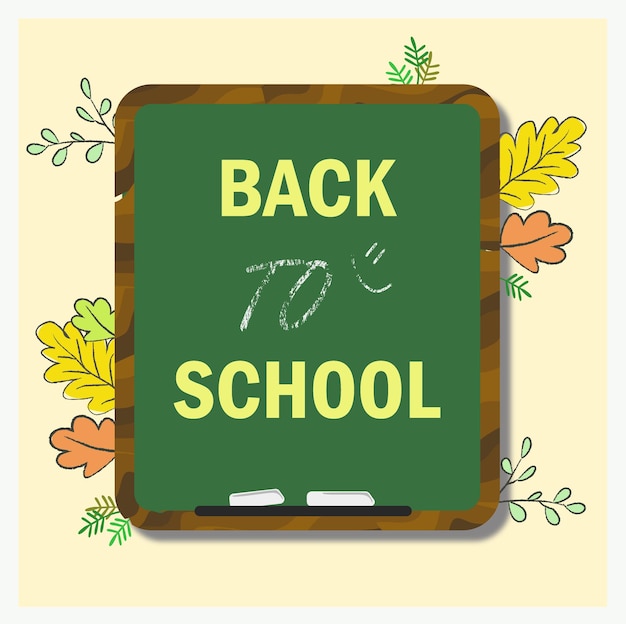 Back to School Blackboard met herfstbladeren Groene bord belettering glimlach