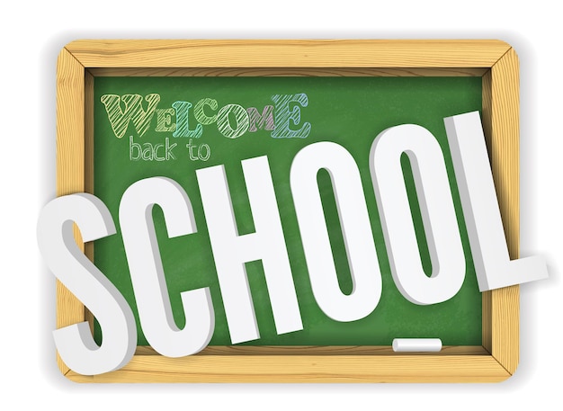 Back to school groen getextureerd krijtbord verwelkomt kinderen terug naar school