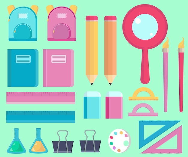 Back To School Object Set Back To School 배너 또는 포스터를 위한 개체 또는 아이콘에 적합