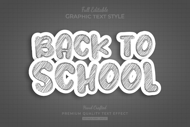 Снова в школу scribble sketch editable premium text effect font style